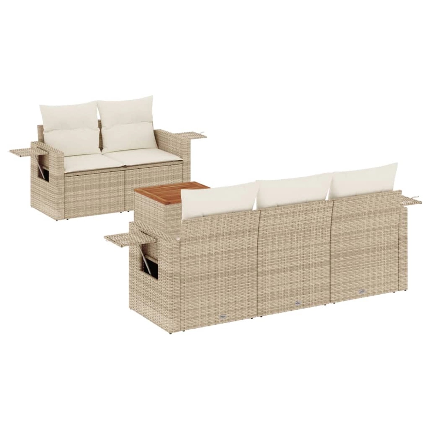 vidaXL 6-Tlg Garten-Sofagarnitur mit Kissen Beige Poly Rattan 3256779 günstig online kaufen