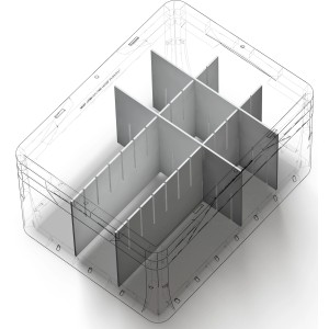 Eurobox-System Abtrenner, 55,4x26 cm, weiß, zur Unterteilung von Aufbewahrungsboxen.