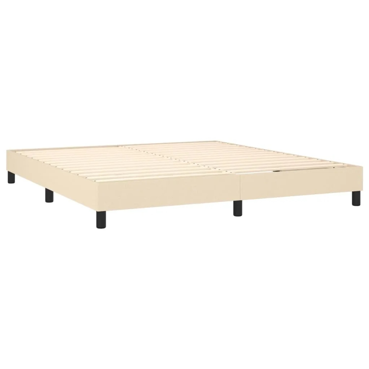 Boxspringbett creme, 180x200 cm, Stoffbezug. Bettrahmen ohne Kopfteil und Matratze.