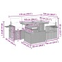 vidaXL 5-Tlg. Garten-Sofagarnitur, schwarzes Poly Rattan, mit Maßangaben.