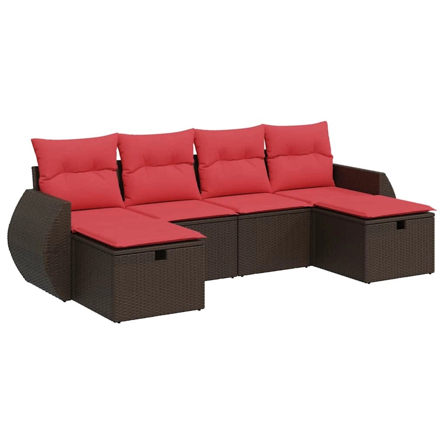 vidaXL 6-Tlg Garten-Sofagarnitur mit Kissen Braun Poly Rattan 3325630