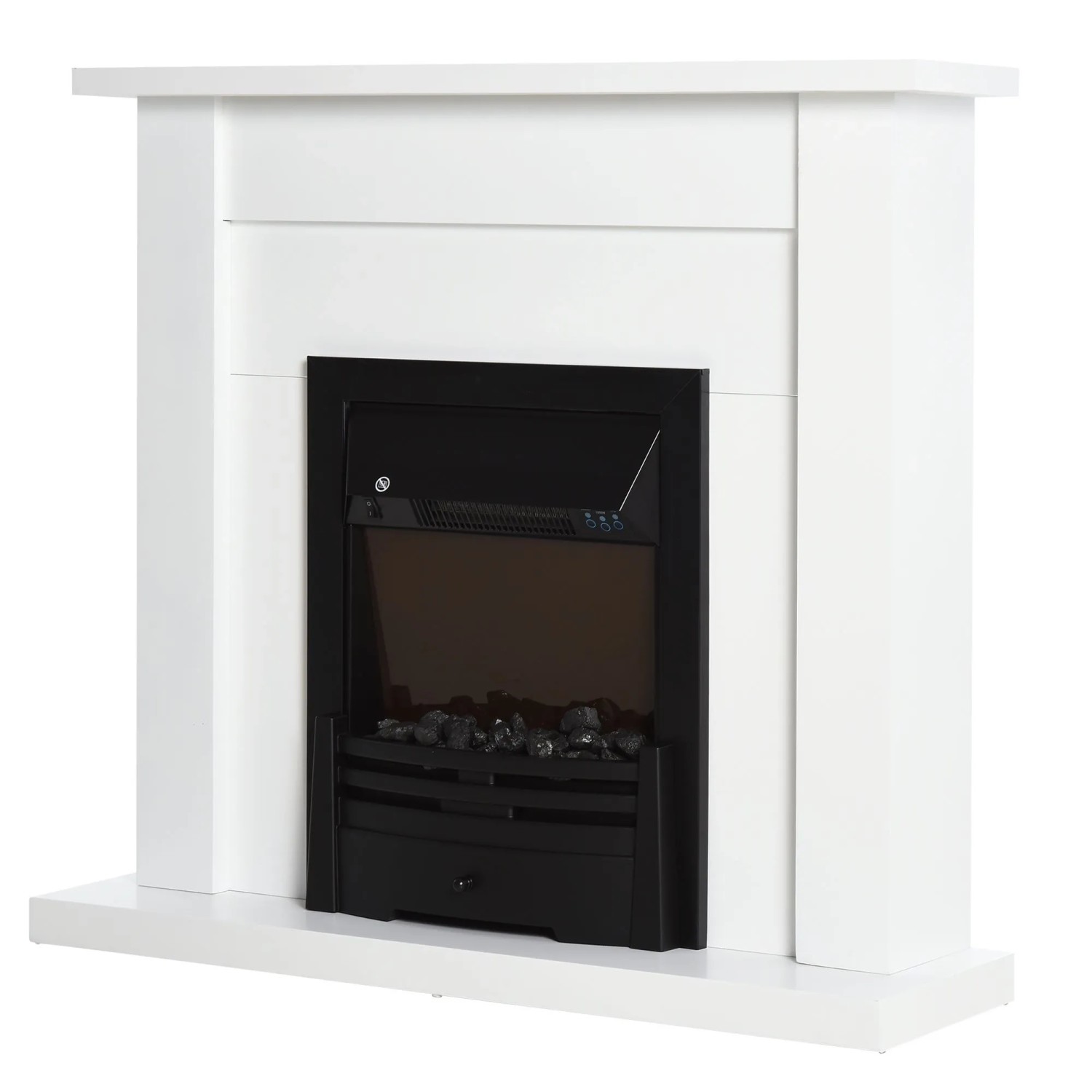 HOMCOM Elektrokamin Metall Hartglas 102L x 30B x 95H cm Weiß