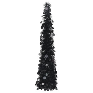Schwarzer, künstlicher Pop-Up Weihnachtsbaum, 120 cm hoch, aus PET-Material.