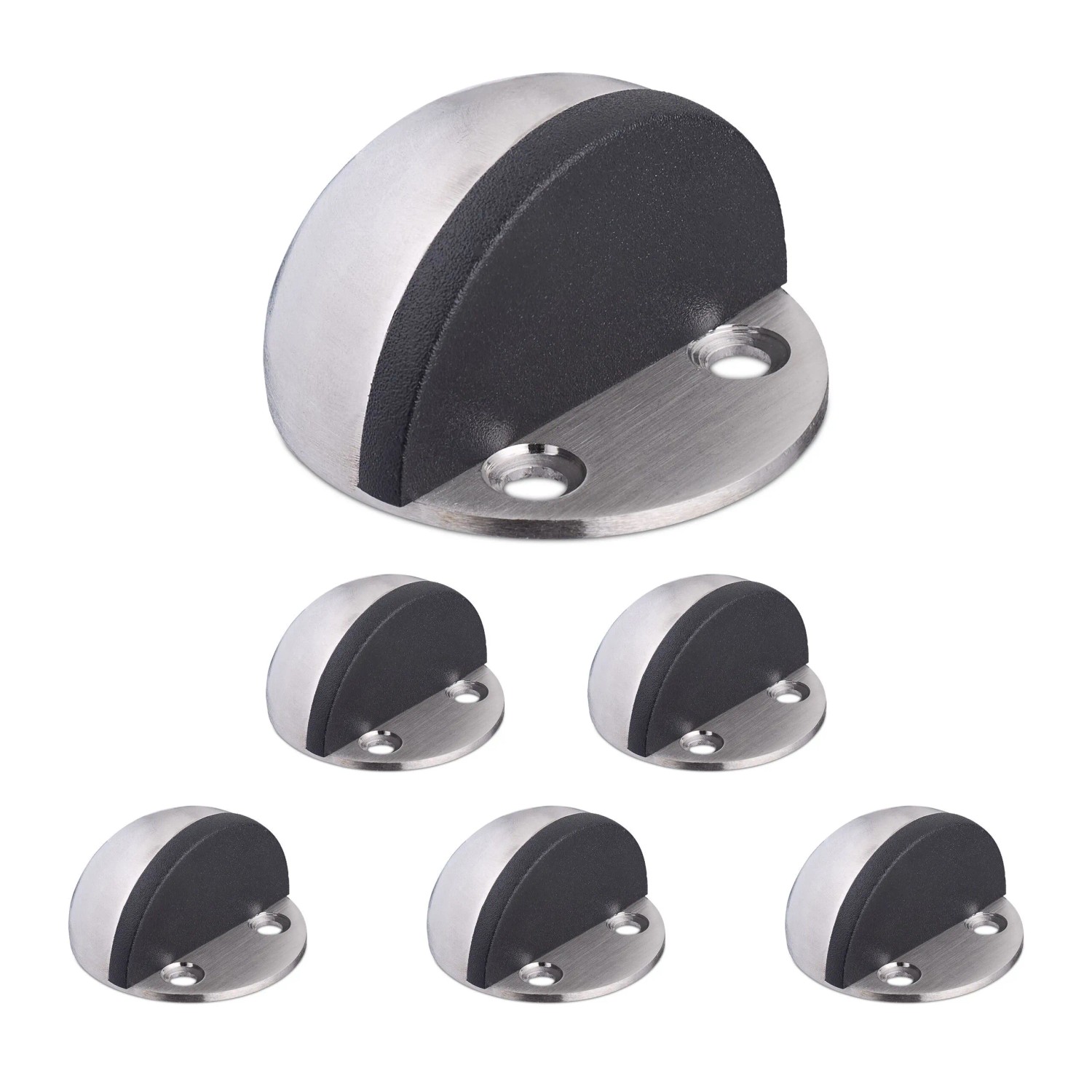 Relaxdays Türstopper 6er Set Edelstahl Silber Selbstklebend 2,5 cm x 4,5 cm