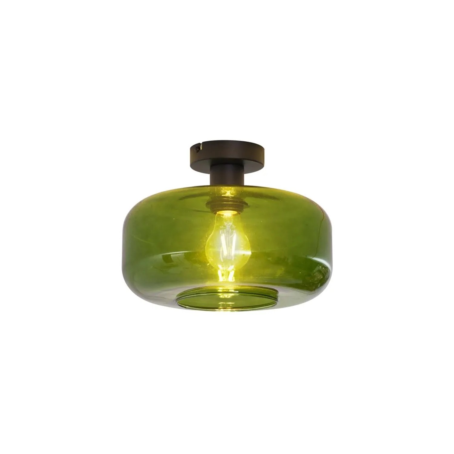 QAZQA Retro Deckenleuchte Schwarz mit Grünglas Bizle