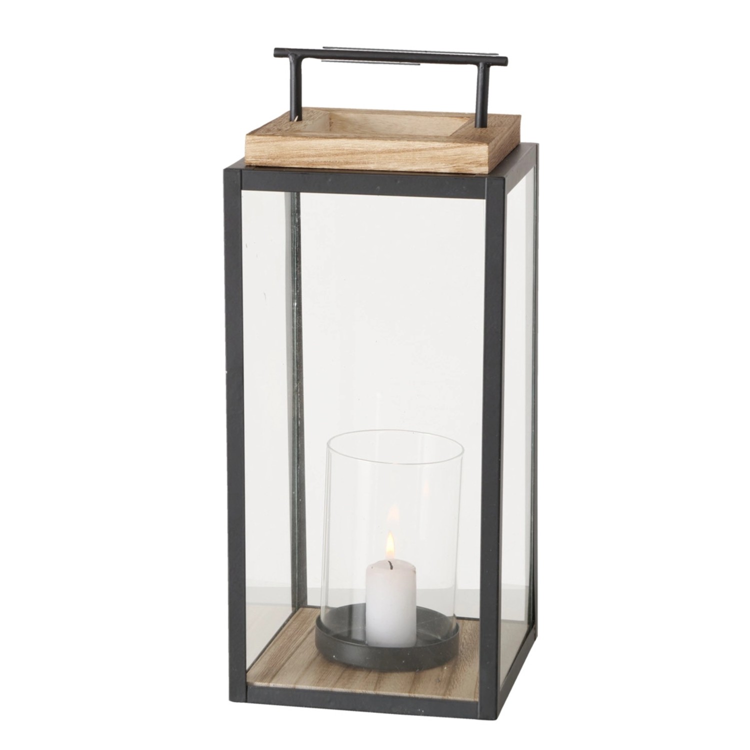 Boltze Home Laterne Damiano Groß 45 cm x 20 cm x 20 cm Schwarz-Natur günstig online kaufen