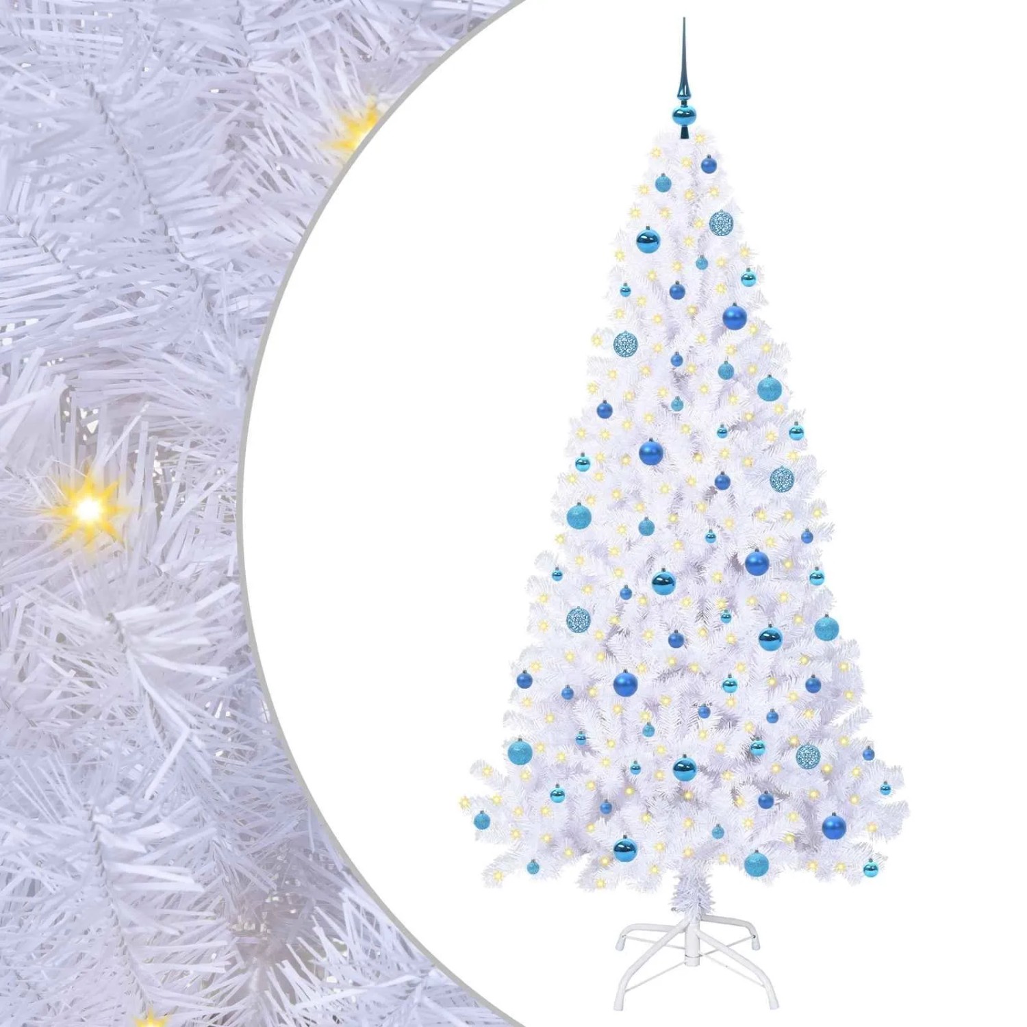 vidaXL Künstlicher Weihnachtsbaum Weiß 210 cm PVC und Stahl 3426783