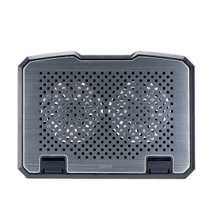 Hama Laptop-Kühler aus Aluminium, neigbar, mit 2 Lüftern in Schwarz.