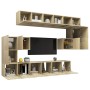 VidaXL TV-Schrank-Set, 10-teilig, Sonoma-Eiche, Holzwerkstoff, mit offenen Fächern und Türen.