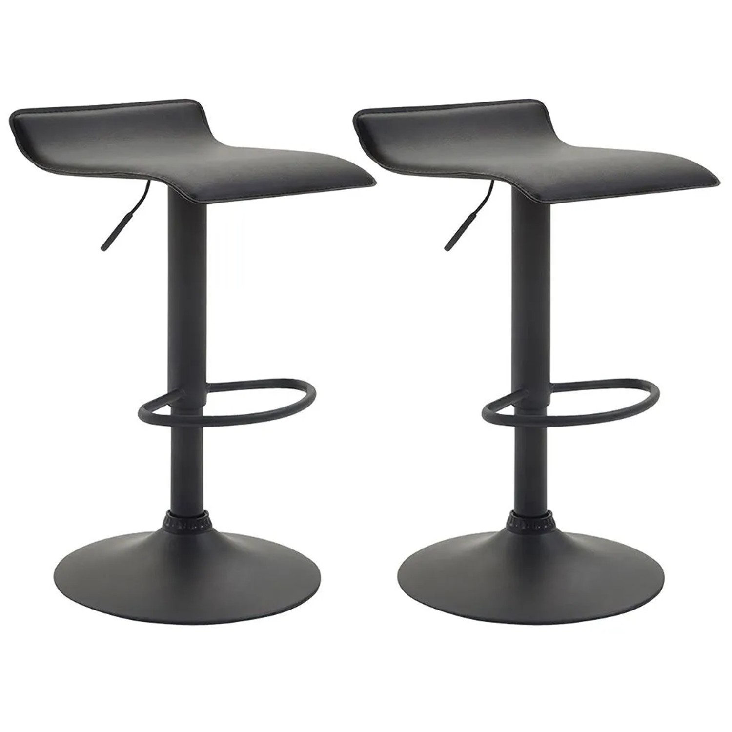 CLP 2er Set Barhocker Dyn V2 Kunstleder Schwarz/Schwarz