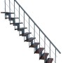 Minka Mittelholmtreppe Comfort Top in Walnuss/Grau, Raumspartreppe mit Handlauf.