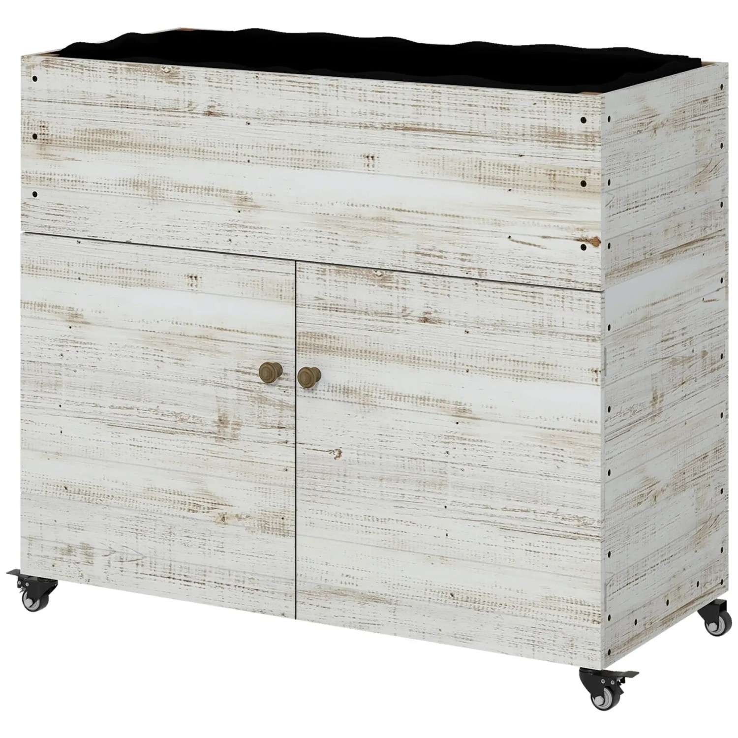 Outsunny Hochbeetkasten Tannenholz Weiß 110L x 50B x 95H cm