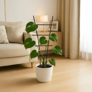 Relaxdays Pflanzenstützen 2er Set Metall Schwarz Steckbar 79 cm x 35 cm x 1 cm