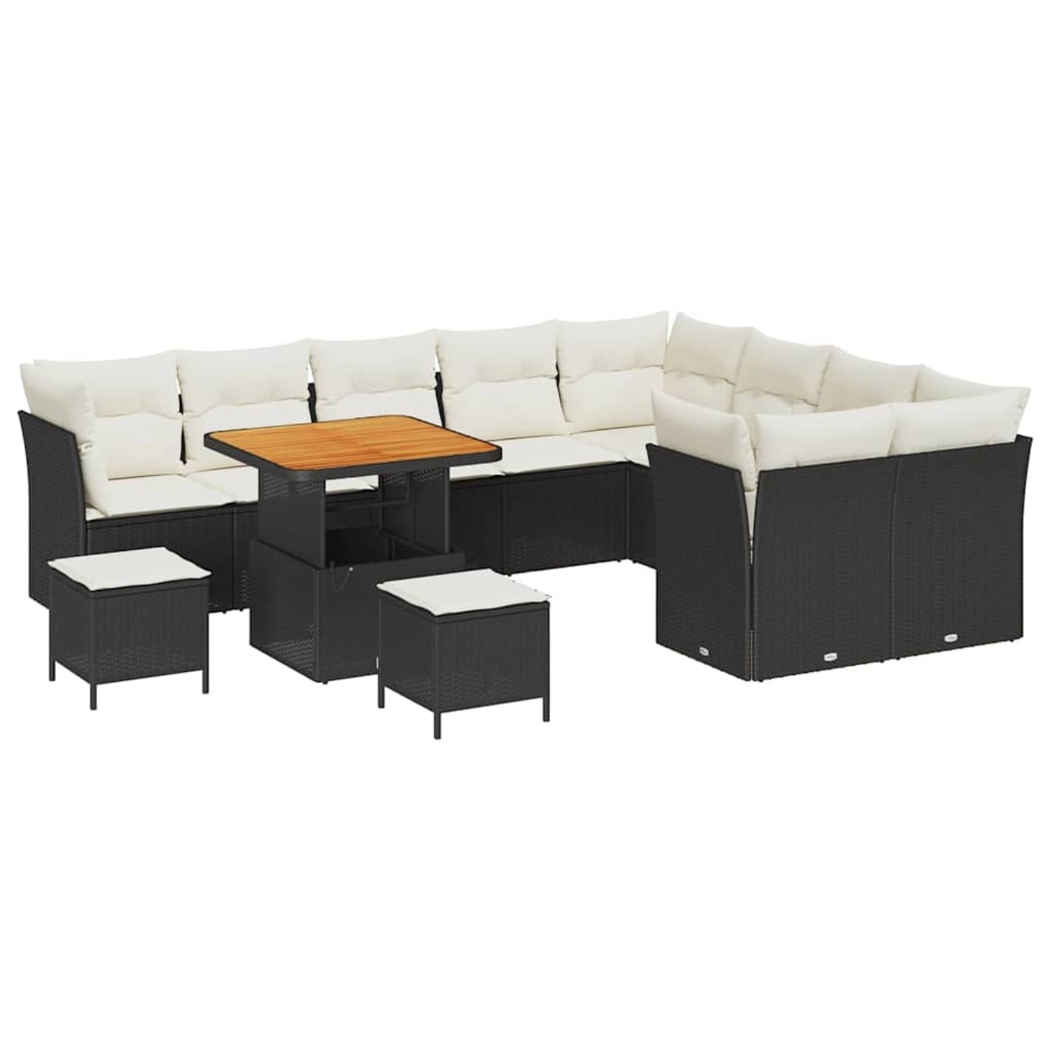 vidaXL Garten-Sofa-Set 12-Tlg Schwarz Poly Rattan 3361520 günstig online kaufen