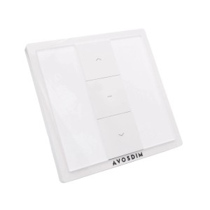 Weißer Avosdim Schalter mit Funkempfänger für Rollladensteuerung.