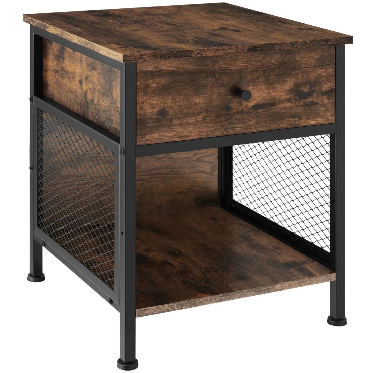 Tectake Nachttisch Killarney Industrial Style Holz und Stahl  46 x 45 x 55 50 cm Industrial Holz Dunkel  Rustikal