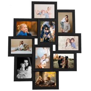Schwarzer Collage Bilderrahmen für 10 Fotos (13x18 cm) aus MDF, ideal für Dekoartikel & Wohnaccessoires.
