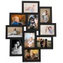 Schwarzer Collage Bilderrahmen für 10 Fotos (13x18 cm) aus MDF, ideal für Dekoartikel & Wohnaccessoires.