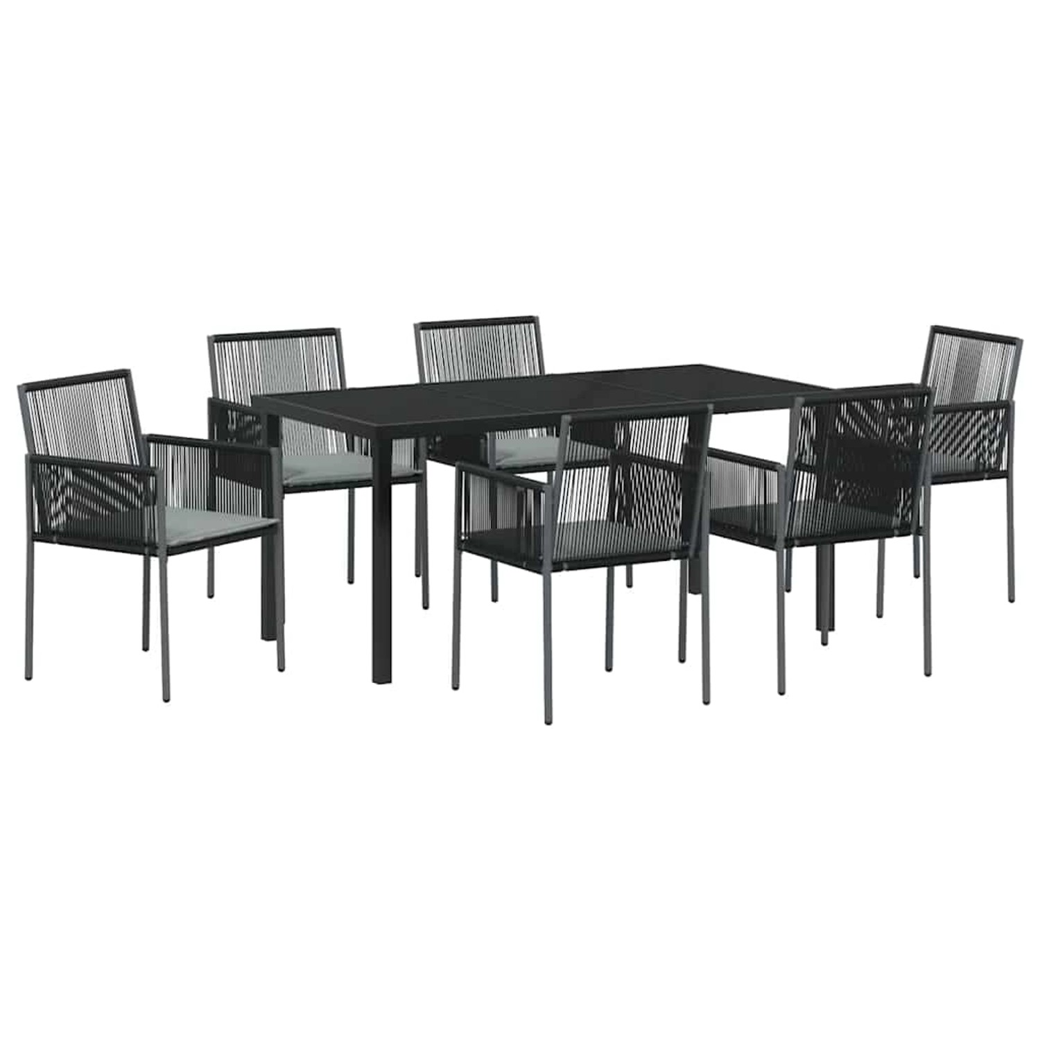 vidaXL Garten Essgruppe 7-Tlg Schwarz Poly Rattan 3379111 günstig online kaufen