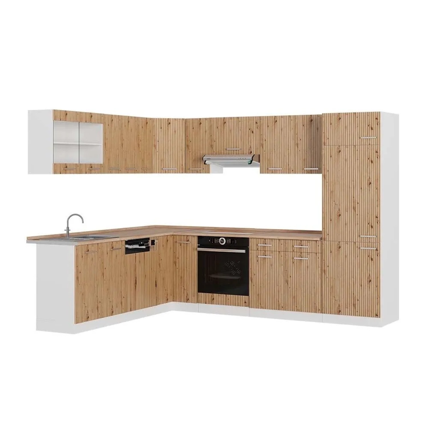 Vicco Eckküche R-Line Artisan-Eiche/Weiß 287 x 82, AP Eiche