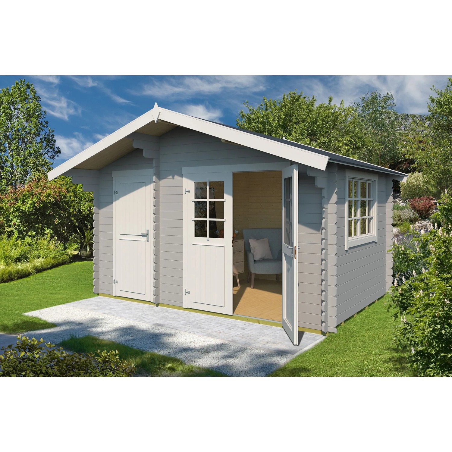 Lasita Gartenhaus Keila 28 Lichtgrau 380 cm x 250 cm
