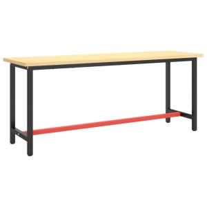 Werkbankgestell vidaXL, schwarz-rot, 190x50x79 cm, Metall. Tisch für Werkstatt & Hobby.