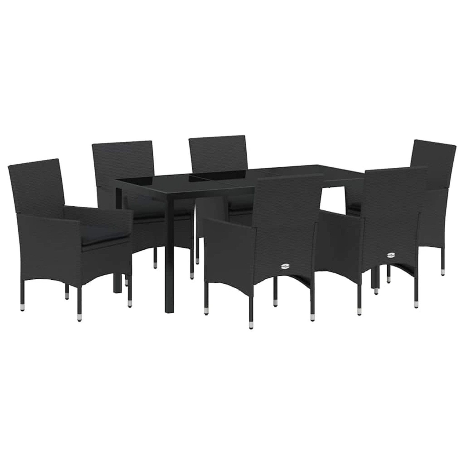 vidaXL Garten Essgruppe mit Kissen 7-Tlg Schwarz Poly Rattan 3379776 günstig online kaufen