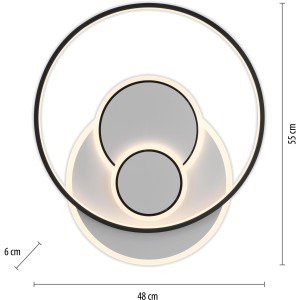 Moderne LED-Deckenleuchte Mailak von Paul Neuhaus, weiß, 55x48 cm, mit kreisförmigem Design.