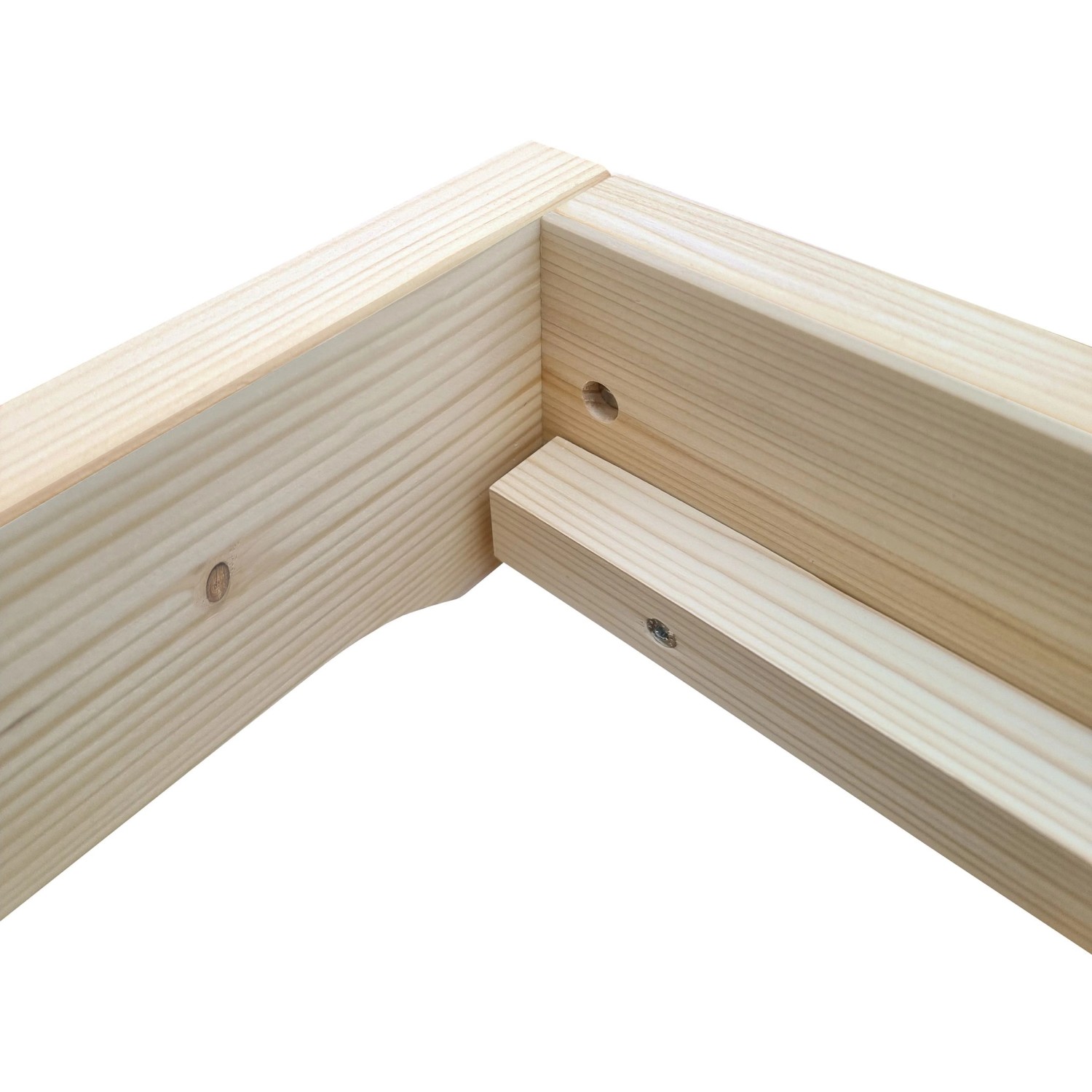 Detailansicht: Geöltes Fichte Massivholz Futonbett / Studentenbett (120x200 cm).