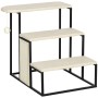 PawHut Haustiertreppe mit Kratzbrett, 3 Stufen in Beige und Schwarz.