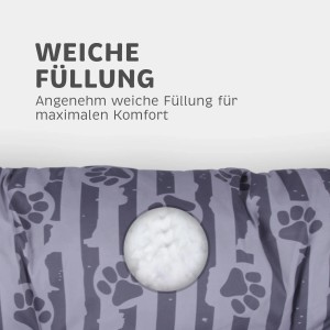 Bestlivings Hundekissen Anthrazit, weiche Füllung für maximalen Komfort. Hundebett mit Pfoten Muster.