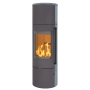 H&M Kaminofen EVO 2.1 XL Naturstein-Titan mit Feuer. Moderner Ofen für gemütliche Wärme.