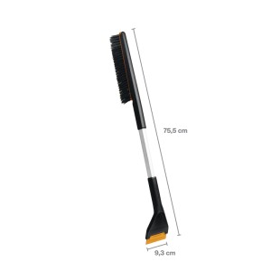 Fiskars Plus Auto-Schneebürste und Eiskratzer, schwarz-silber, 75,5 cm lang, 9,3 cm breiter Schaber.