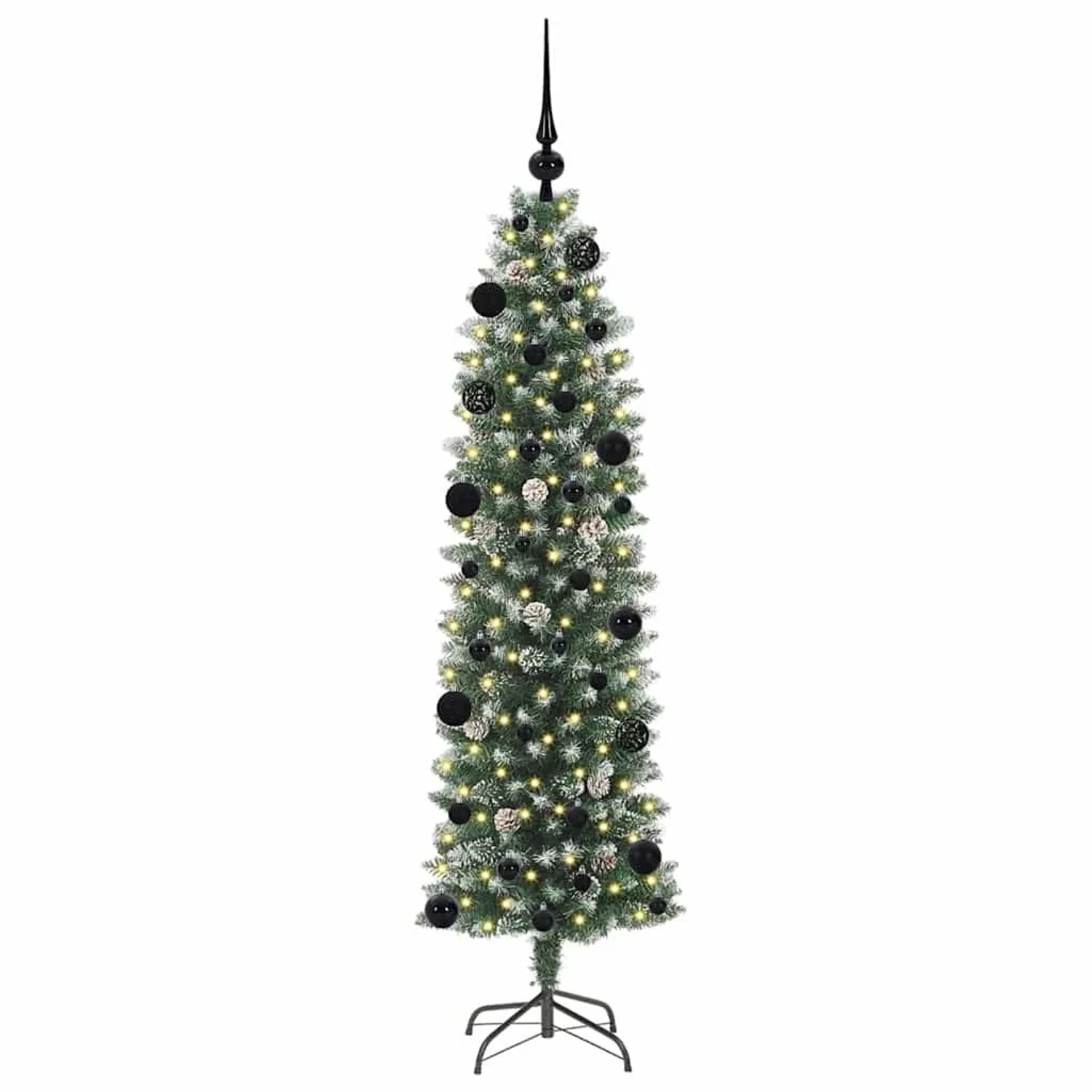 vidaXL Künstlicher Schlanker Weihnachtsbaum Grün und Weiß 150 cm 3395282