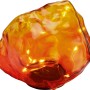 Orange-roter Solar-Dekostein Kristall mit warmweißen LEDs, 13,5x14,5x12cm. Dekorative Solar-Deko für Garten und Balkon.