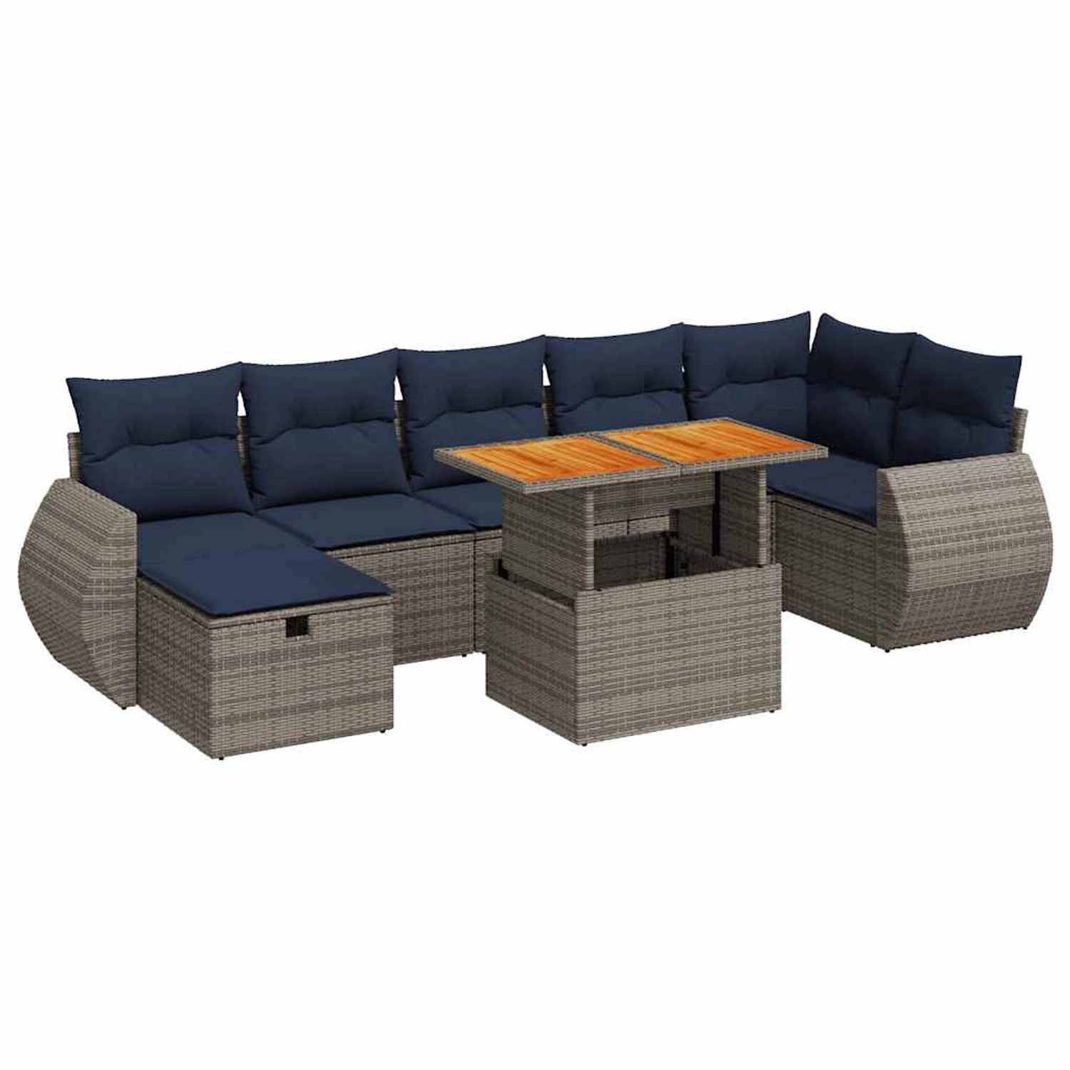 vidaXL 8-Tlg Garten-Sofagarnitur mit Kissen Grau Poly Rattan Akazie 3328069 günstig online kaufen