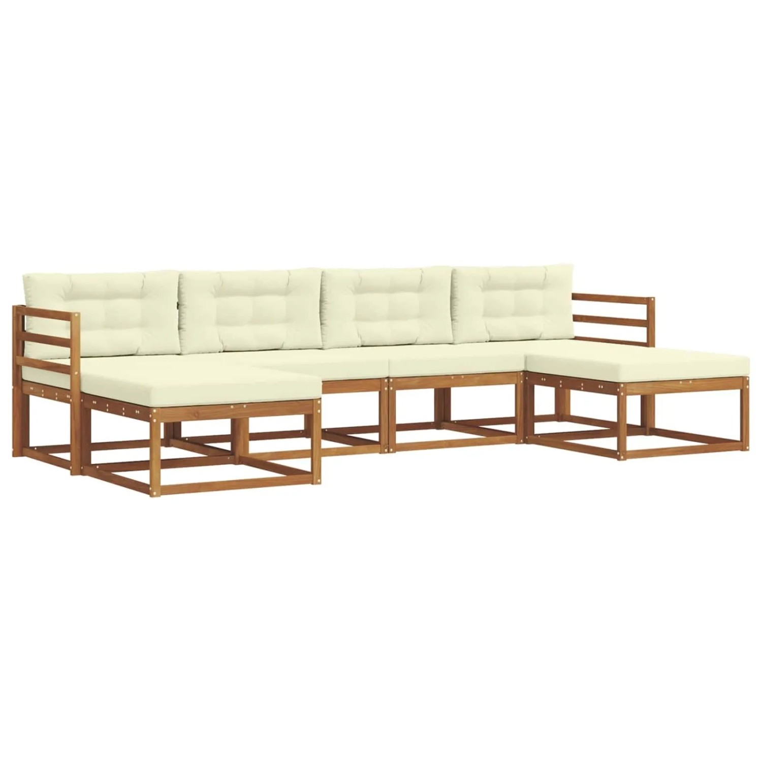 vidaXL Outdoor-Sofagarnitur mit Kissen 6-Tlg Natur und Creme 3367948