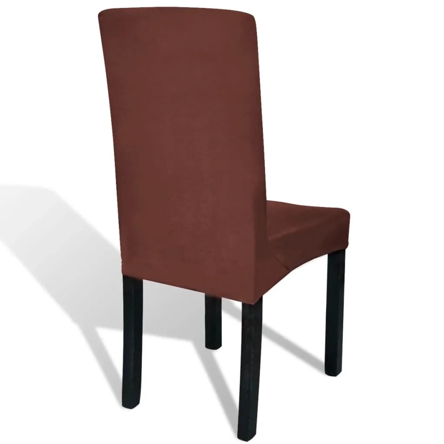 Braune vidaXL Stuhlhussen, 6er-Set, für Esszimmer oder Wohnbereich. Elastische Stretch-Hussen.
