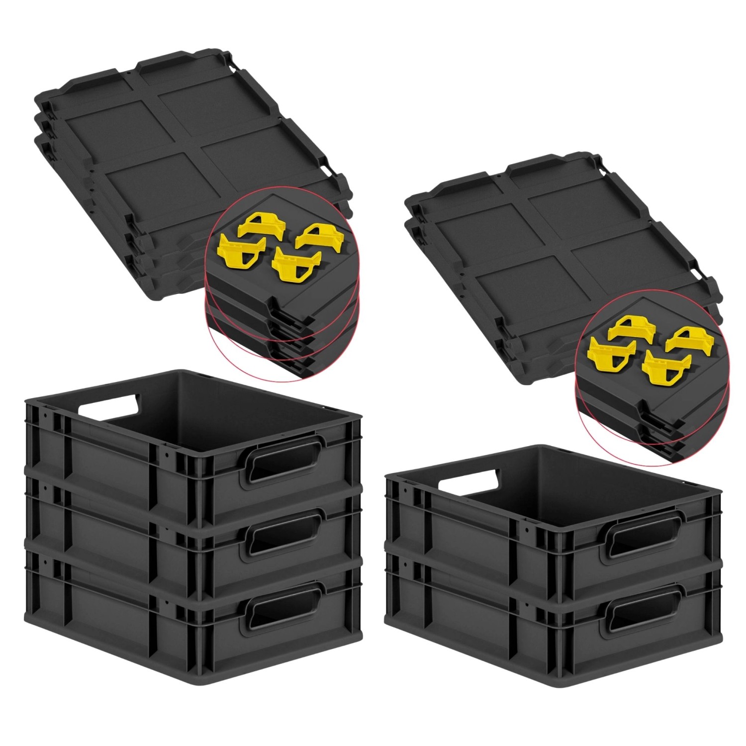 PROREGAL SuperSparSet 5x Eurobox Nextgen Grip Mit Scharnierdeckel Und Gelbe günstig online kaufen