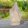 Beige-graue Buddha Figur, 55 cm, aus Kunststein für Garten und Haus.