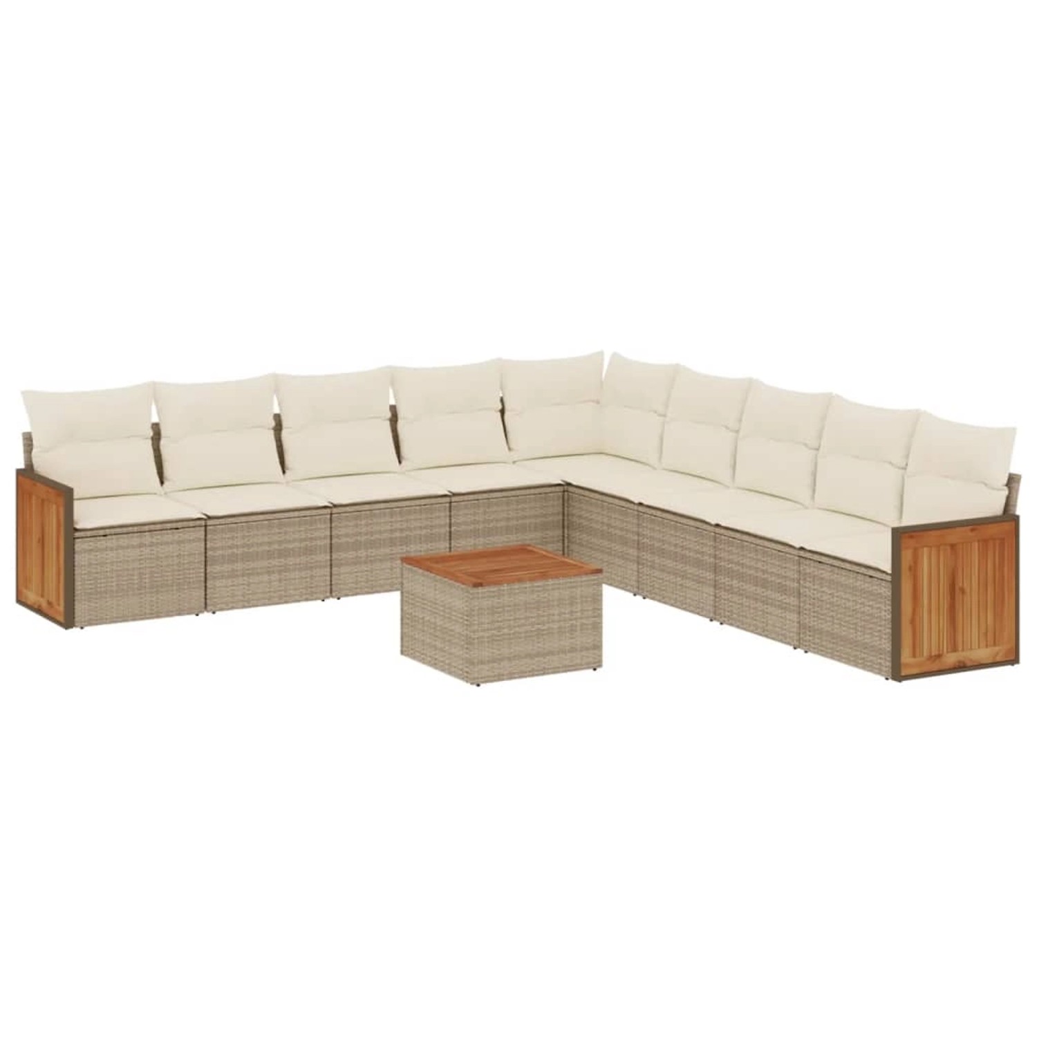 vidaXL 10-Tlg Garten-Sofagarnitur mit Kissen Beige Poly Rattan 3227745 günstig online kaufen