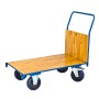 PROREGAL Transportwagen Pro, 600 kg Traglast, lichtblau, mit Holzplatten und Rädern.