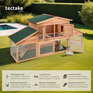 Tectake Kleintierstall Johannes Aus Holz Mit 2 Etagen  226 x 77 x 95 50 cm Braun