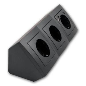 McPower Steckdosenblock Flair 3-Fach Anthrazit USB C&A