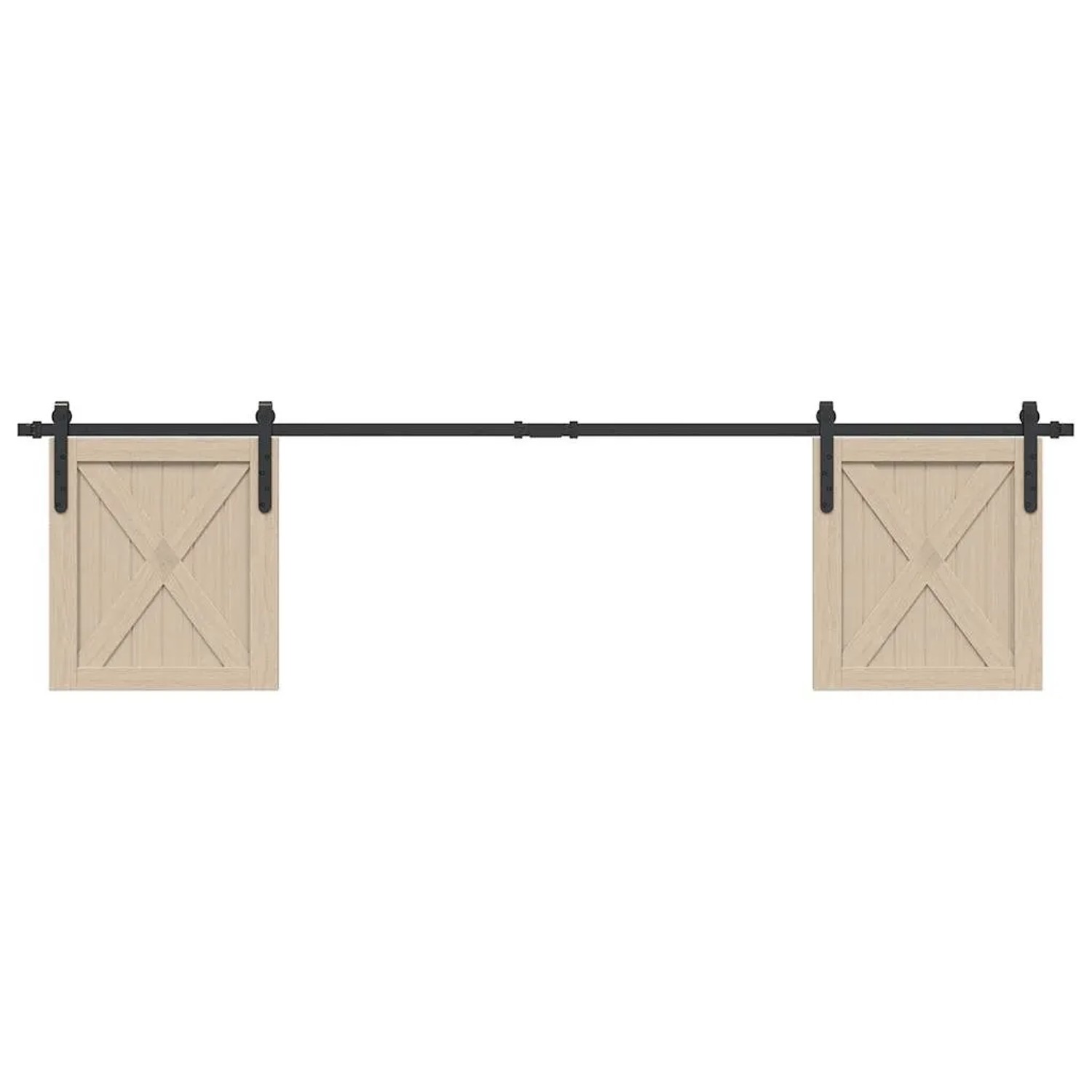 vidaXL Schiebetürbeschlag Set, 200cm, Karbonstahl, für Schranktüren.