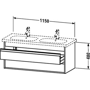 Duravit Ketho Waschbeckenunterschrank, Graphit, 115 cm breit, mit zwei Schubladen. Badezimmer Möbel.