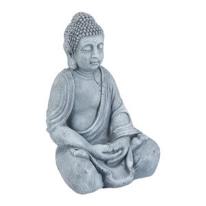 Relaxdays Buddha Figur Polyresin Hellgrau Wetterfest Frostsicher 50 cm x 30 cm x 25 cm 4 kg