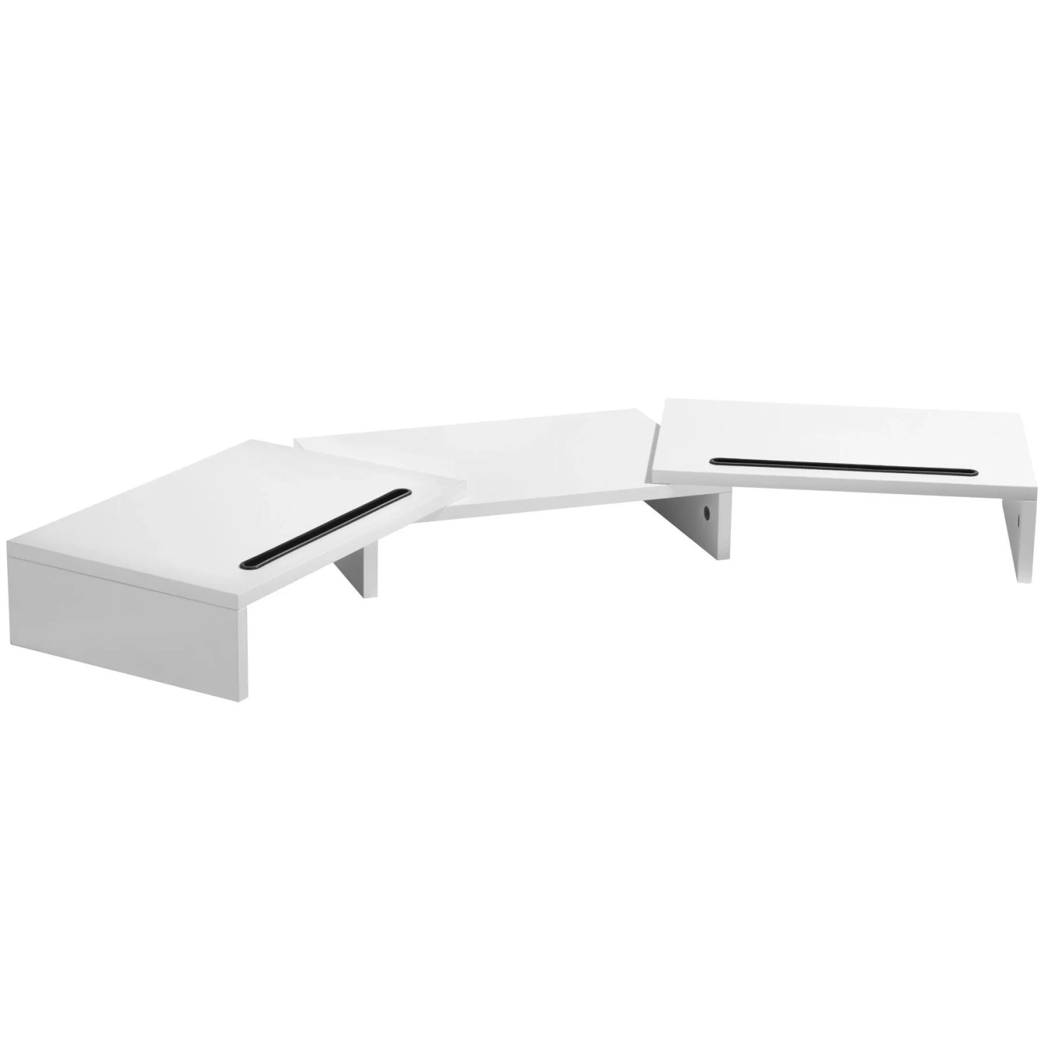 Tectake Monitorständer Bozen 3 Teilig  Breitenverstellbar  Schwenkbare Seitenteile Inklusive 2 Smartphonehalterungen  27 x 115 x 10 50 cm Weiß