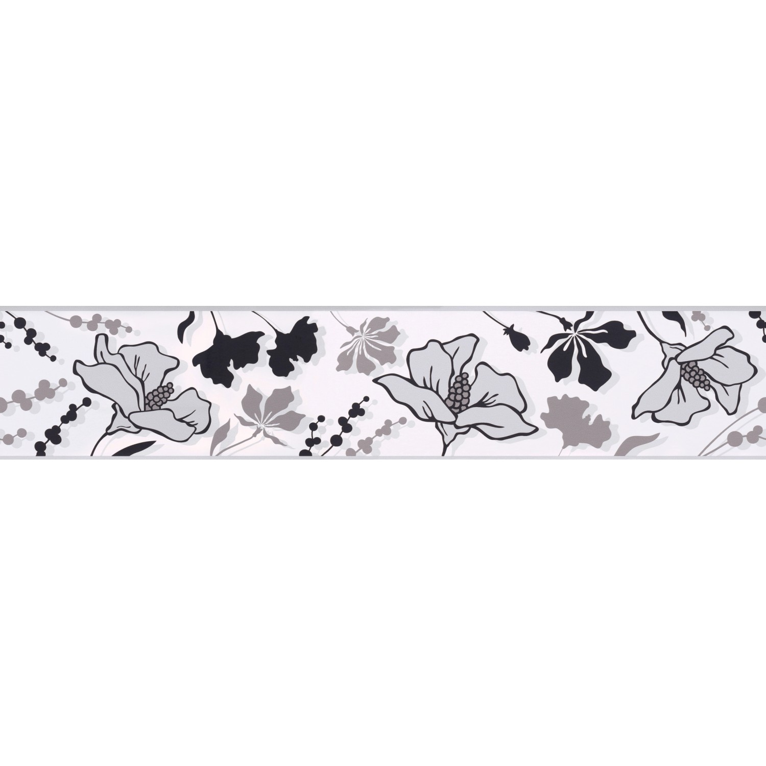 A.S. Création Borte selbstklebend Blumen 5 m x 10 cm Schwarz-Weiß günstig online kaufen