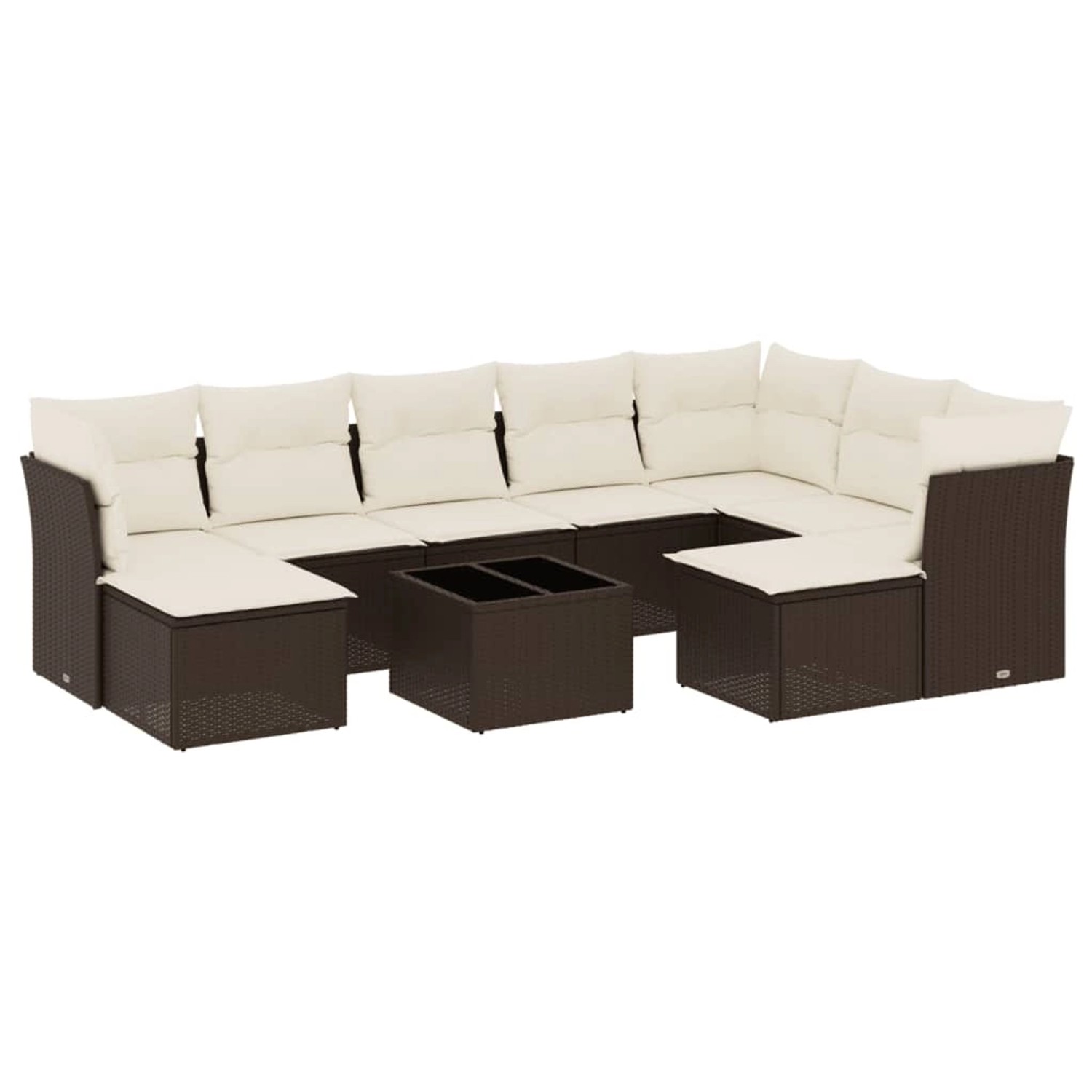 vidaXL 10-Tlg Garten-Sofagarnitur mit Kissen Braun Poly Rattan 3250422 günstig online kaufen